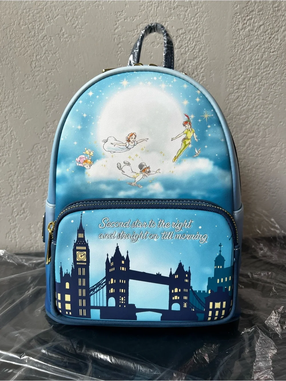 NWT Loungefly Disney Peter Pan Second Star Glow-In-The-Dark Mini Backpack